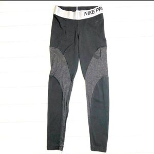 Nike Pro Dri Fit Black Gold Silver Leggings Joggers, Size S